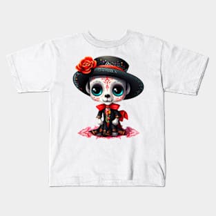 Dia de los Muertos Dog #3 Kids T-Shirt